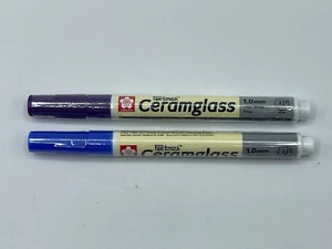 Sakura Pen-Touch Ceramglass Fine 1mm Blue and Purple Pen Pair - Picture 1 of 5