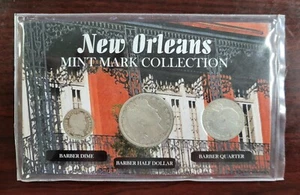Moneda de diez centavos de barbero New Orleans "O" Mint Mark Collection 1908 mitad, 1903 cuarto, 1902 - Imagen 1 de 9
