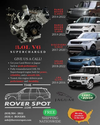 Land Rover Range Rover 3.0L V6 Supercharged Fully Upgraded Remanufactured Engine - Imagem 1 de 4