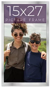 15x27 Frame Silver Real Wood Picture Frame Width 0.75 inches | Interior Frame De - Picture 1 of 9