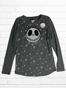 Nightmare Before Christmas Top con paillettes grigie a maniche lunghe per bambini e bambine XLarge (14/16) - Foto 1 di 7