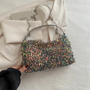 Underarm Bag Sequins Crossbody Bags Shiny Square Hobo Bag Girls - Picture 1 of 17