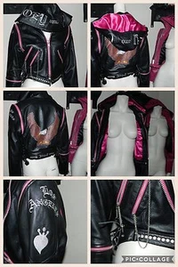 Black leather jacket With Pink Lining - Picture 1 of 12