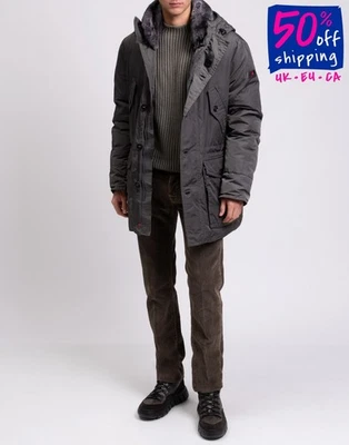 PVP €749 PEUTEREY Chaqueta Parka de Plumón Talla XXL Rex Borde de Piel de Conejo Resistente al Viento Foto 1 de 4