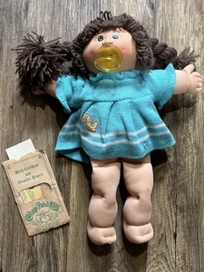 Vintage Cabbage Patch Kids Doll Pacifier Brown Braids Papers Meghan Ramonda 1984 - Picture 1 of 8