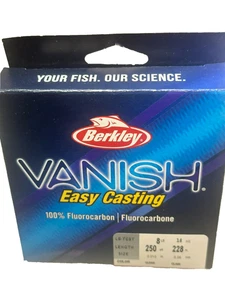 😁Berkley Vanish 8 lb Prueba 250 YDS Fácil Fundición 100% Fluorcarbono PRECIO BAJO - Imagen 1 de 2