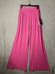 NWT Laird Womens Medium 100% Cotton Palazzo Pink Wide Leg Lounge Flare Pants - Picture 1 of 7