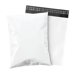 14.5 x 19 Glossy White Plastic Self Seal Poly Mailer Flat Bags 100 Pack - Afbeelding 1 van 7