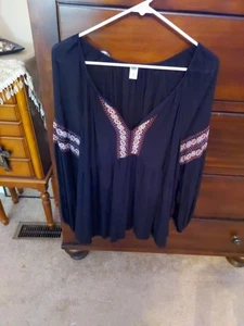 Top para mujer antiguo Navt talla 2XL azul marino con bordados rojos y blancos - Imagen 1 de 3