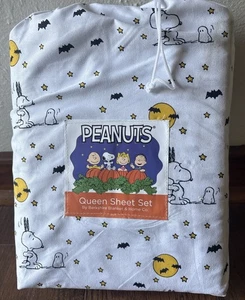 Peanuts Halloween Berkshire Queen Laken Set Snoopy Woodstock Hexe Fledermäuse Kürbis - Bild 1 von 2