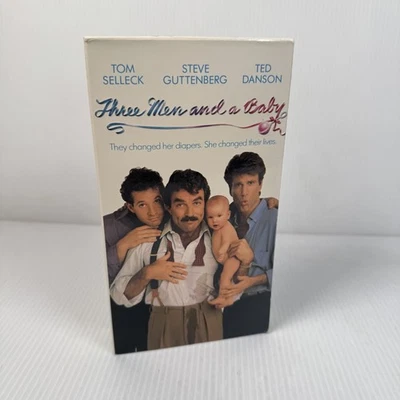 Vintage Three Men and a Baby VHS 1980s Movie Tom Selleck Steve Guttenberg Comedy Foto 1 de 4