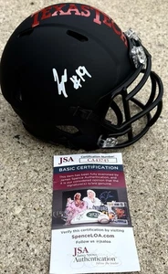 Mini casco Tyree Wilson Red Raiders FIRMATO JSA COA Texas Tech nero opaco - Foto 1 di 4