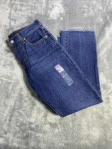 Levis Kick Flare Jeans Womens 29 Blue Dark Wash Frayed Casual Denim Jeans NWT - Picture 1 of 11