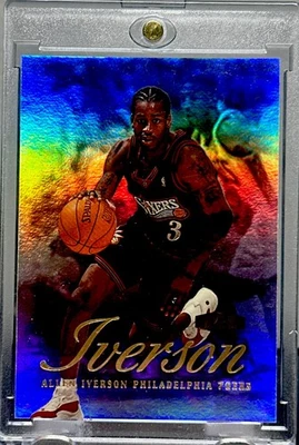 ALLEN IVERSON RARE REFRACTOR HOLO FOIL PRIZM Panini INVESTMENT CARD SSP- 76ers - Image 1 of 4