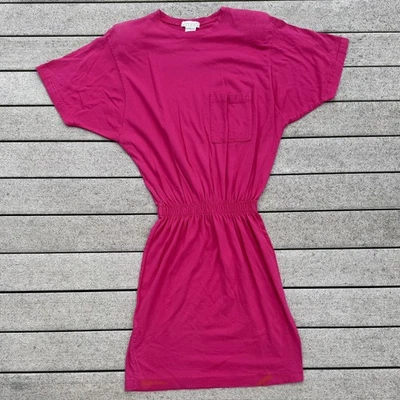 VTG 1980s 80s EXPRESS T-Shirt Dress Fuchsia Pink Shoulder Pads Women Sz M Medium - Image 1 of 4