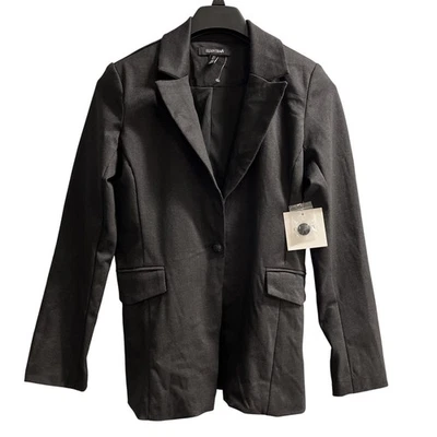 Ellen Tracey Blazer Womens S Black Herringbone Fitted Jacket Structured Office - Image 1 of 4