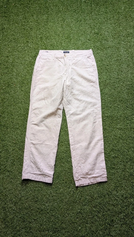 Pantalones Nautica para 34x30 ajuste clásico mezcla de lino beige frente plano trabajo  Foto 1 de 4