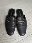 RUSSELL & BROMLEY BLACK LEATHER BACKLESS HORSE BIT LOAFERS MULES -UK 4