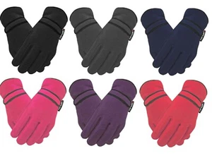 NEW Kids Boys Girls Fleece R40 Fully Thermal Insulated Winter Junior Gloves - Picture 1 of 7