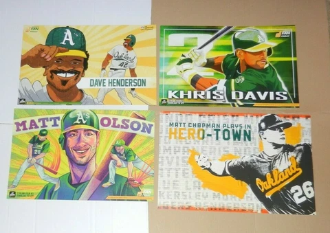 4 OAKLAND A's ATHLETICS 2019 Authentic Fan Cheer Cards Posters SGA PHOTO CHAPMAN Cover
