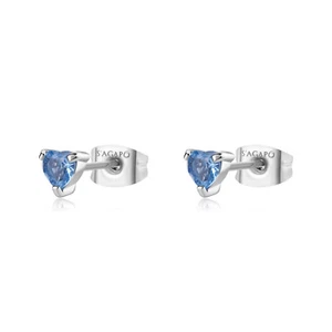 S'AGAPO ORECCHINI CUORE DONNA PUNTO LUCE IN ACCIAIO E ZIRCONE BLU SAGAPO SDZ106 - Foto 1 di 4