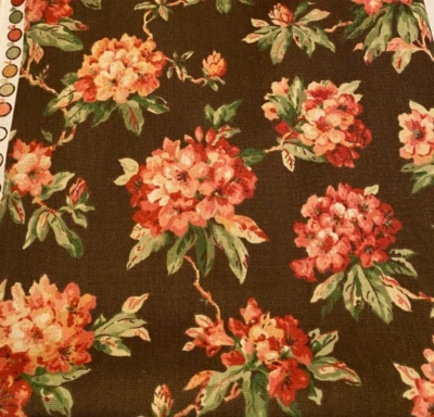 Tela P KAUFMANN FLORAL Marrón 5.5 Yardas 55" Ancho BOUGANVILLA Vid Melocotón Naranja Foto 1 de 4