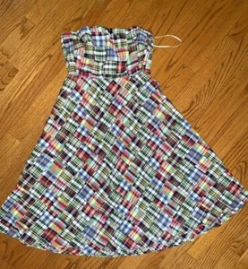 J CREW Madras Plaid Strapless Martha's Vineyard SEXY Dress Size 4 ❤️tb5m25 - Picture 1 of 7