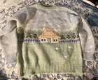 Vtg 012 Benetton Kids Sweater Sheep House Embroidered Wool Sz 12-14 Boys Girls