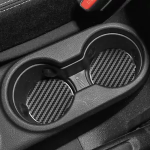 Black Carbon Fiber Car Cup Holder Mat Pad Drink Coaster Interior Decor Accessory - Picture 1 of 14