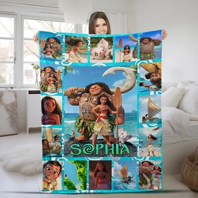 Disney Moana Plush Fleece Blanket, Personalized Disney Princess Moana Blanket - Image 1 of 4