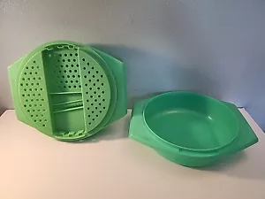 3 tlg Set Vintage Tupperware GRÜN Reibe Zerkleinerer Hobel 787 extra Schüssel 788 - Bild 1 von 3