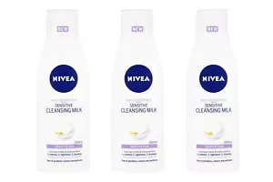 3x NIVEA Daily Essentials Sensitive Cleansing Milk 200 ml - Picture 1 of 2