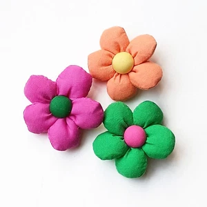 Brooch Pin Stuffed Flower Pink Orange Green Fairytale Soft Cute Children Unique - Picture 1 of 6