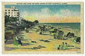 Bañarse a lo largo de las soleadas costas de Fort Lauderdale, Florida años 40 - Imagen 1 de 2