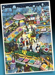 ALTER ADVENTSKALENDER vergriffener KORSCH Druck 1970er WEIHNACHTSMARKT HERRLICH - Bild 1 von 1