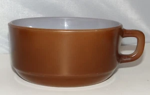 Vintage Brown D Handle Stackable Soup Chili Mug Bowl Anchor Hocking USA - Picture 1 of 7