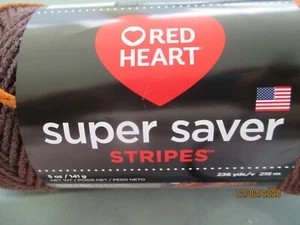 Red Heart Super Saver Variegate LATTE STREIFEN 5 Unzen 100 % Acryl Kammgarn Wt #4 - Bild 1 von 5