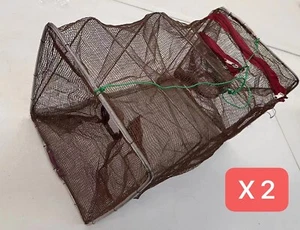 2 X High-quality Foldable Fishing Shrimp Fish Crab Yabbie Bait Net Trap - Picture 1 of 2