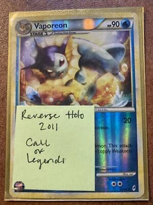 Vaporeon 52/95 Reverse Holo Call Of Legends Pokemon Card 2011 - Picture 1 of 8