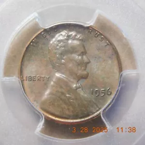 1956 Lincoln Wheat Cent PCGS MS63BN Toned Coin Only 27 Graded by PCGS - Picture 1 of 6