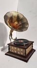 Lecteur Windup Gramophone Antique Fonctionnel Lisant Phonographe...
