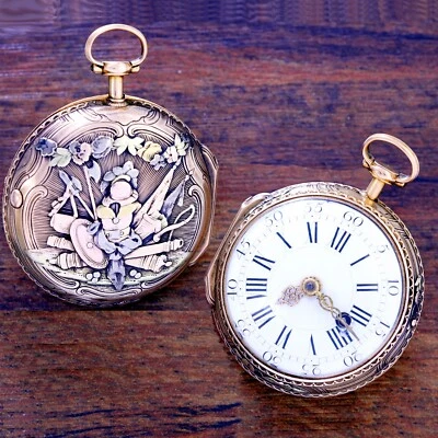 Antique 1770s Griebel Verge Fusee Pocket Watch Rare 18K Multicolored Gold Case - Image 1 of 4