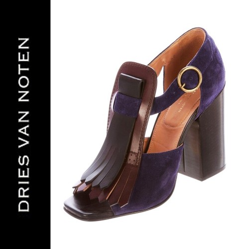 VANS Décolleté Dries Van Noten Kiltie viola scamosciate pelle marrone US 6 5 7 IT 37 $570