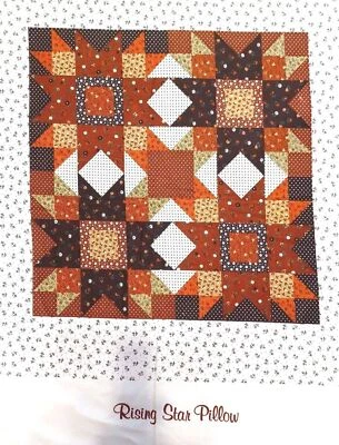 Log Cabin Patch Brown Rising Star 12-16" Pillow VTG Cranston Fabric Craft Panel - Image 1 of 4