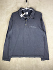 Columbia Outdoor Polo T-Shirts Top Size L Mens Grey Logo Long Sleeve Sports