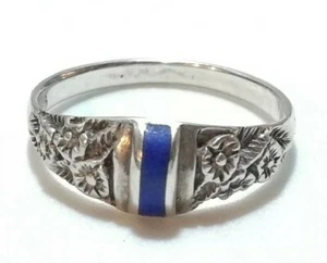 BELLISSIMO ANELLO ELEGANTE IN ARGENTO 925 CON LAPISLAZZULI - FIORI MISURA: 17... - Foto 1 di 4