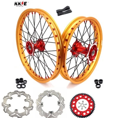 KKE 21/19 Cast Red Hubs Billet Gold Rims for Honda XR400R 96-04 XR600R 91-2000 - Image 1 of 4