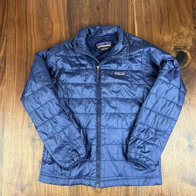 Chaqueta Patagonia Puffer Niños M (10) Azul Marino Cremallera Completa Bolsillos Defectos LEER Foto 1 de 4
