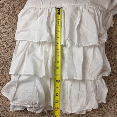 Pottery Barn White Ruffle Crib Skirt 16 inch drop - Image 1 of 4