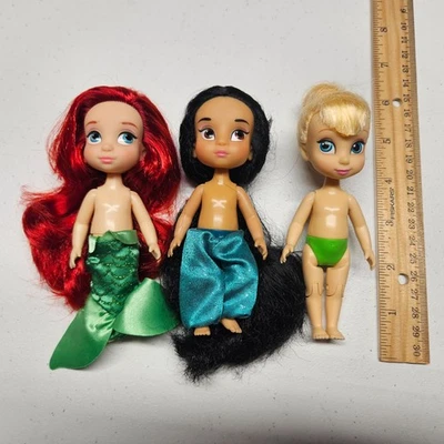 Disney Animators 5" MINI MUÑECA NIÑO LOTE DE 3 - Ariel Jasmine Tinkerbell Foto 1 de 4